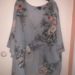 Floral, light blue Blouse